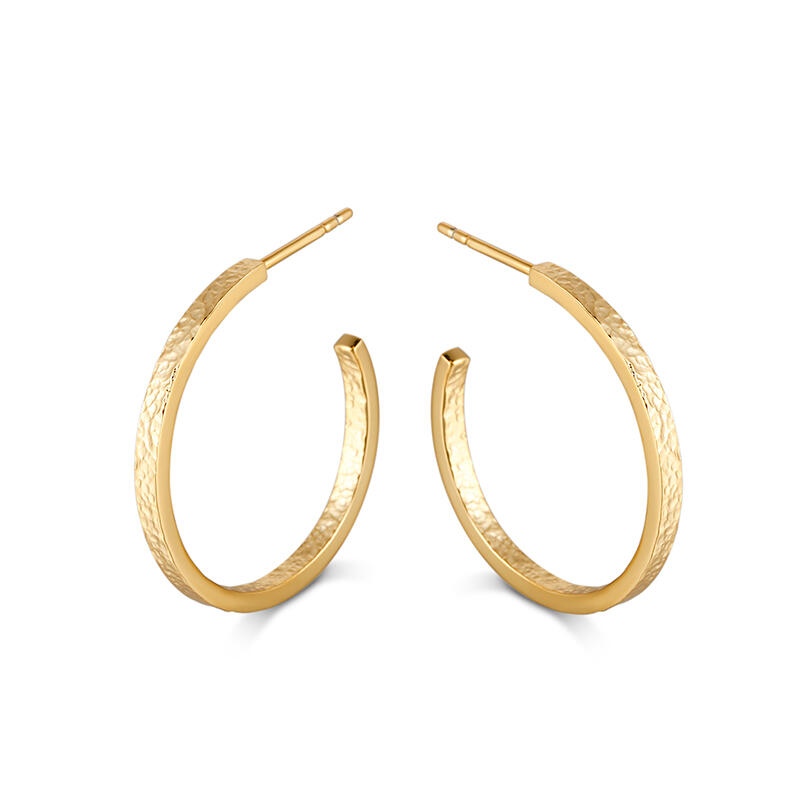 Juelvia Yellow Gold Tone Classic Sterling Silver Hoop Earrings