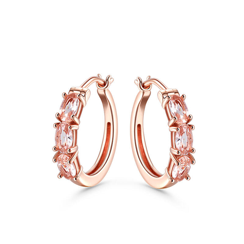 Oval Cut Synthetic Morganite Sterling Silver Earrings