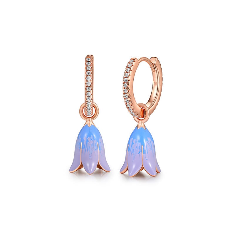 Bluebell Rose Gold Drop Earrings Sterling Silver