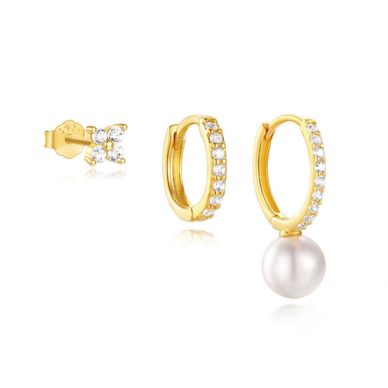 3-Pair Dainty Minimalist Gold Earrings Set