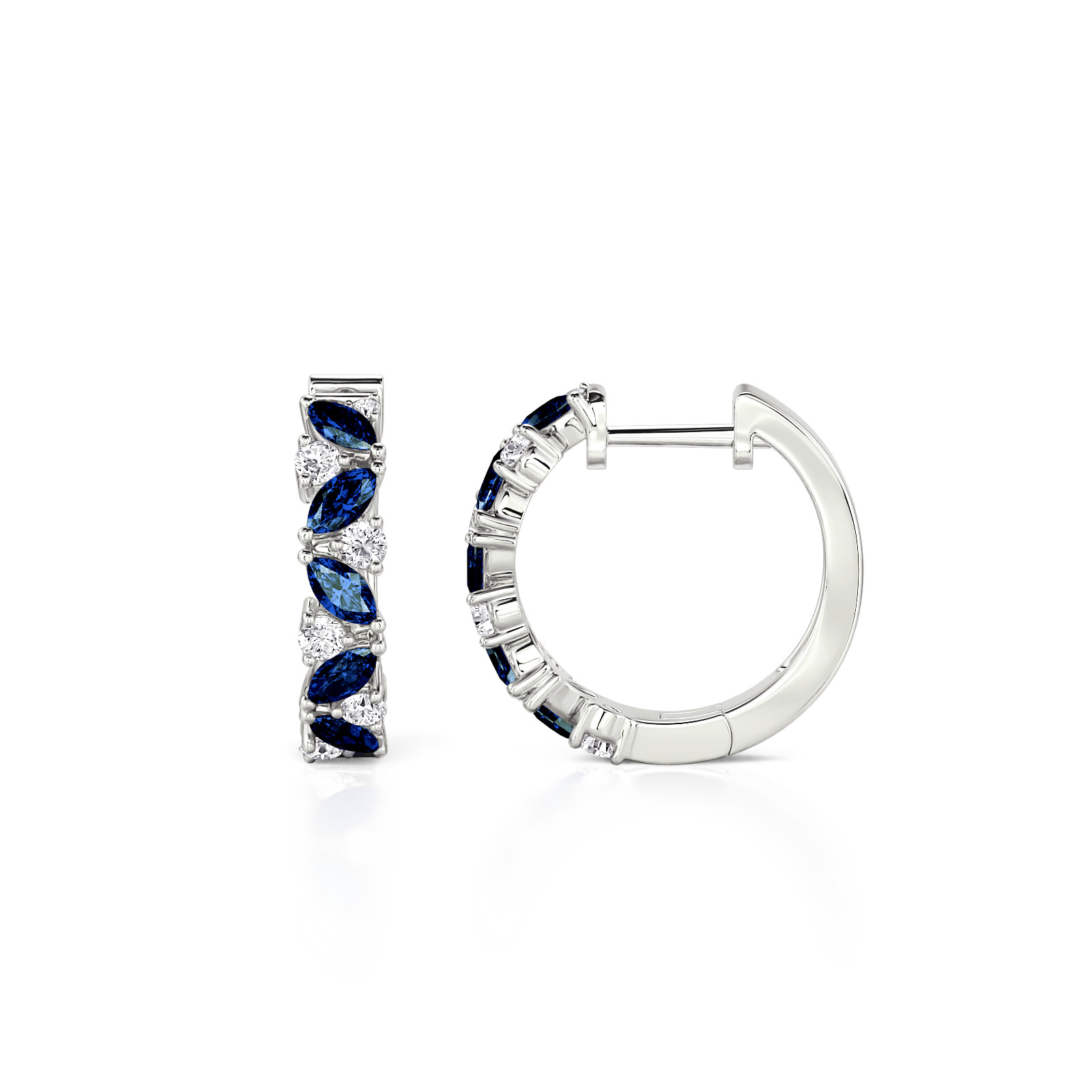 Olivetta Marquise Hoop Earrings Sterling Silver