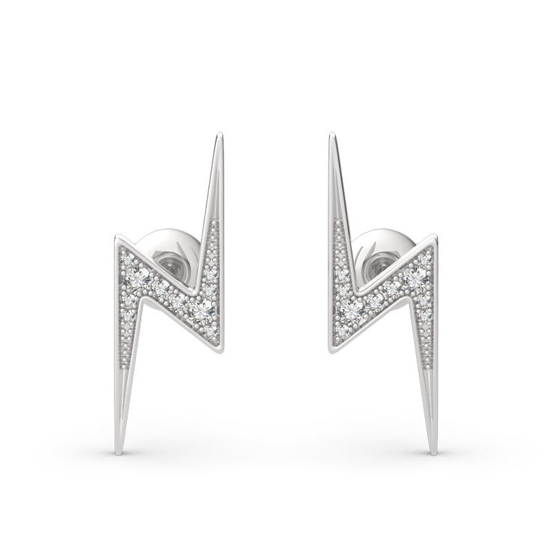 Lightning Design Sterling Silver Stud Earrings