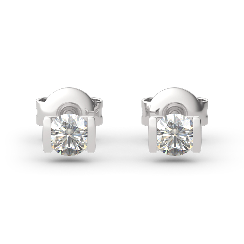 Simple Round Cut Sterling Silver Earrings