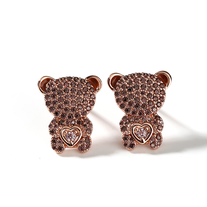 "Look At Me" Bear Design Sterling Silver Stud Earrings