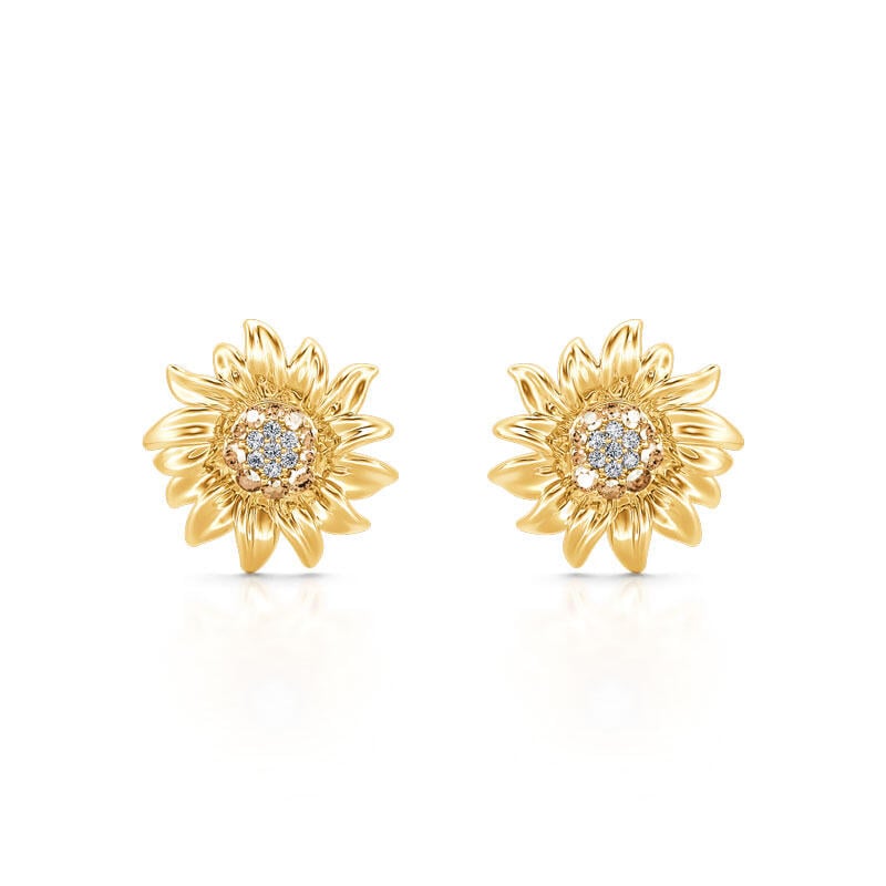 "Sunshine" Sunflower Sterling Silver Earrings