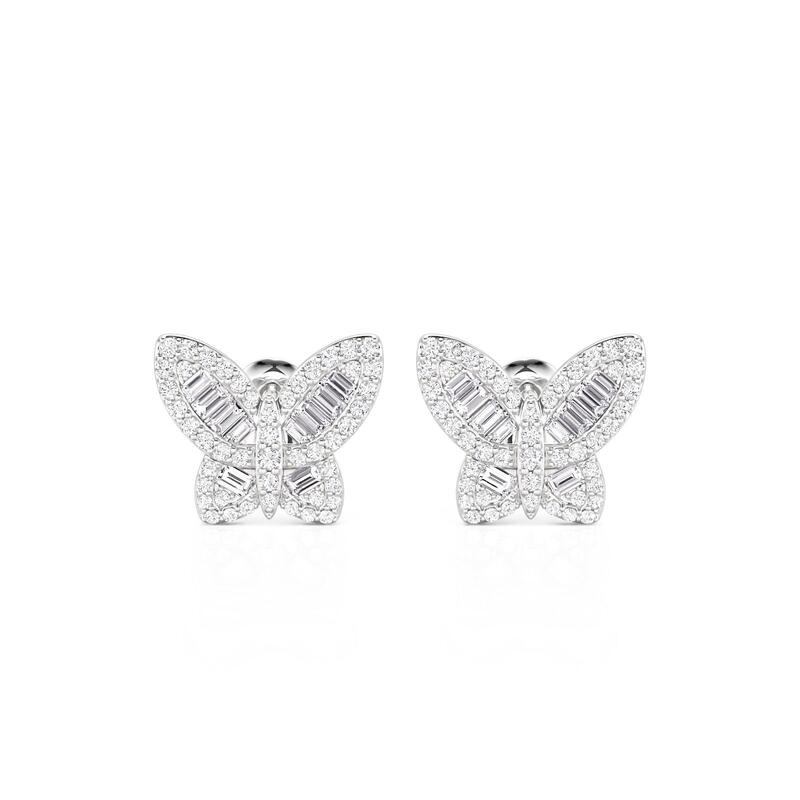 Fashion Butterfly Stud Earrings Sterling Silver