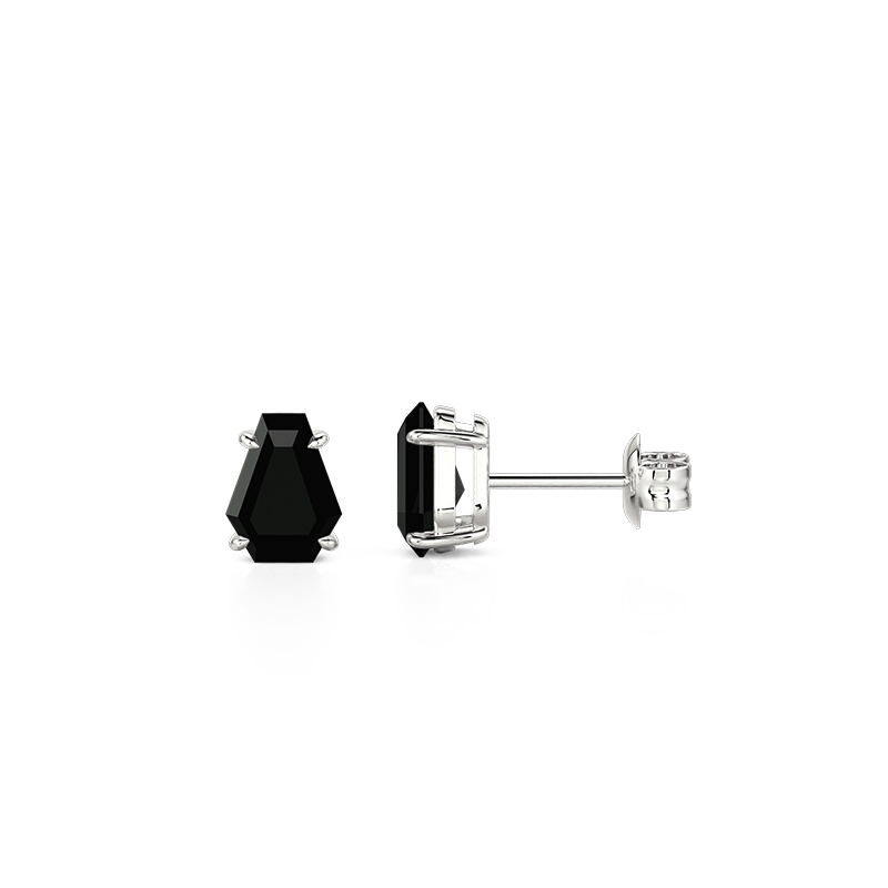 Gothic Black Coffin Cut Stud Earrings Sterling Silver