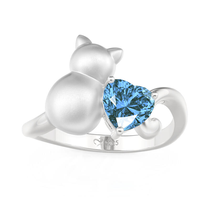 Cat Tail Wraps Heart Ring Sterling Silver