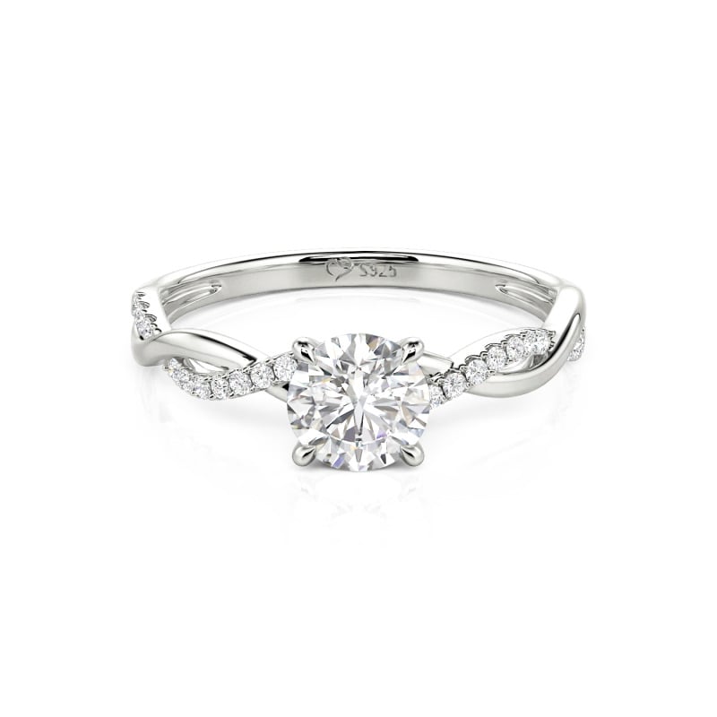 10K/14K/18K Gold Platinum Twist Round Cut Ring