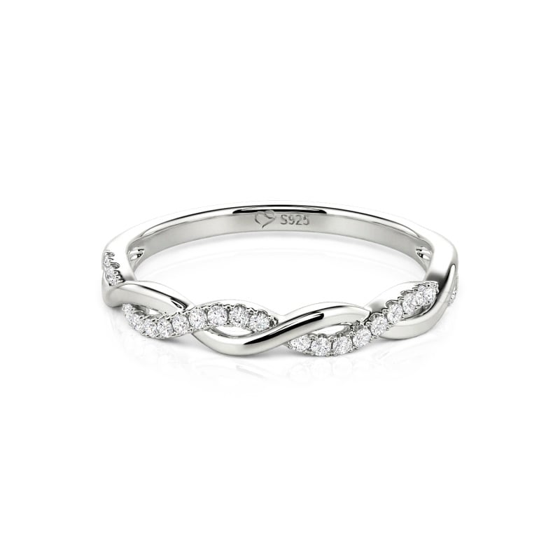 Twist Round Cut Sterling Silver Band