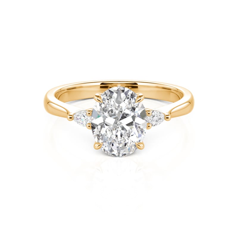 10K/14K/18K Gold Platinum Three Stone Oval Cut Ring