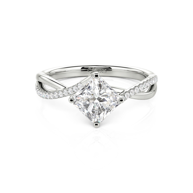 Twist Princess Cut Sterling Silver Ring