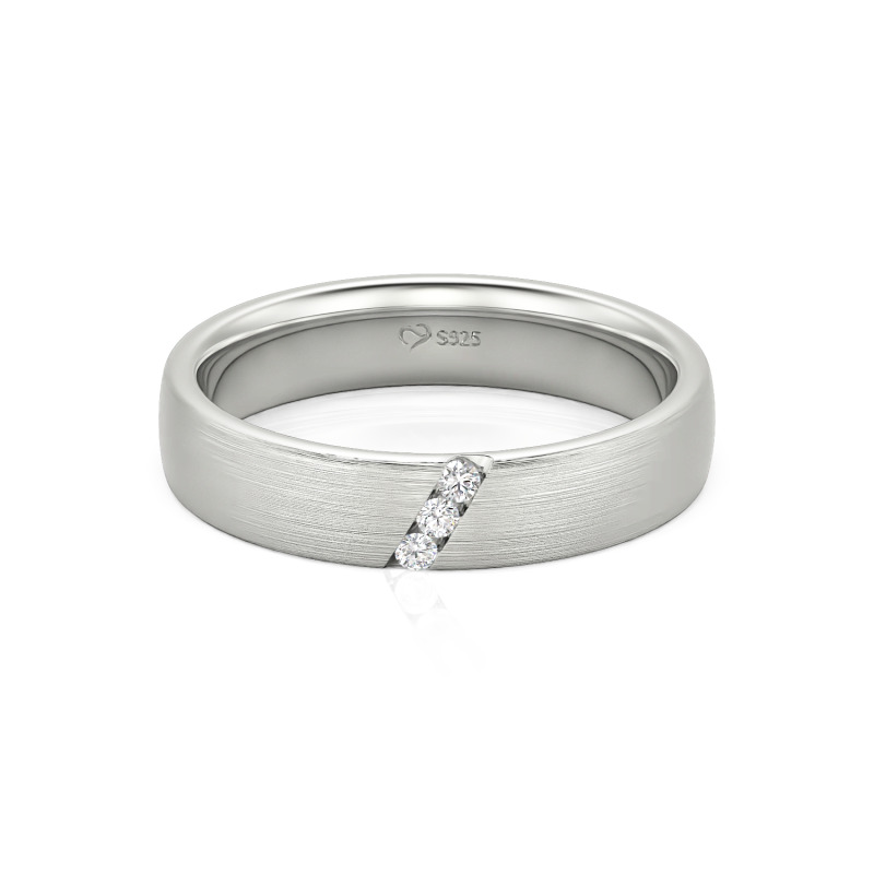 10K/14K/18K Gold Platinum Three Stone Round Cut Men's Band