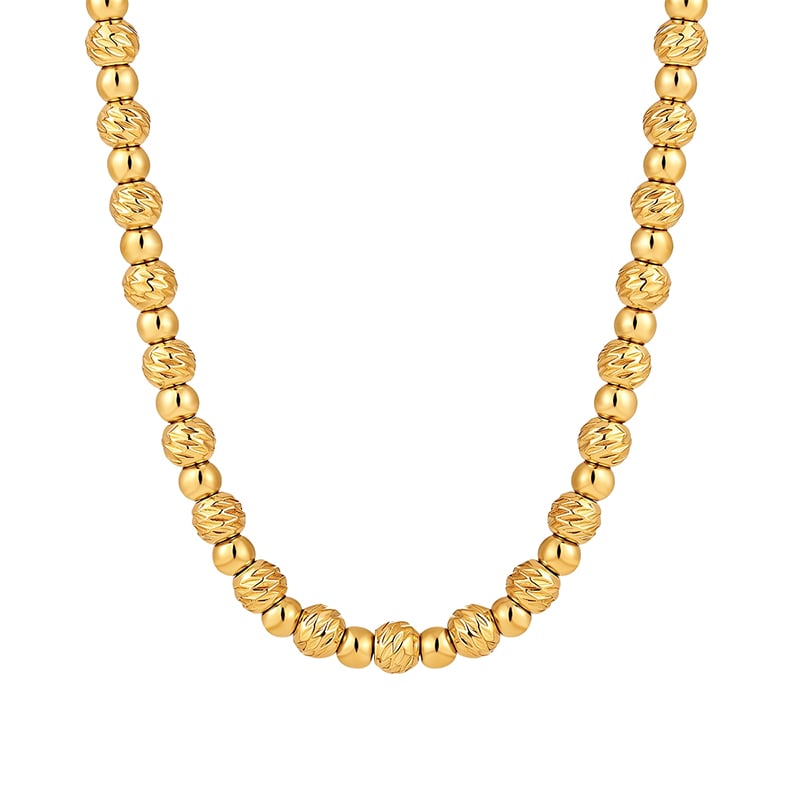 "Andy" Style Everyday Gold Tone Stainless Steel Beaded Necklace
