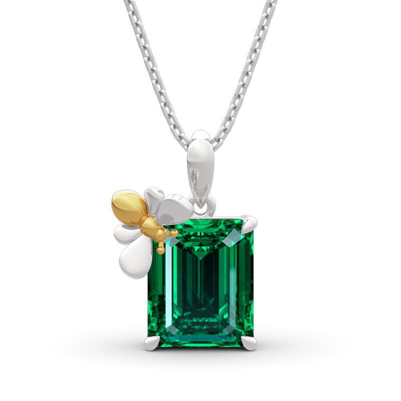 "Honey Bee" Emerald Cut Sterling Silver Necklace
