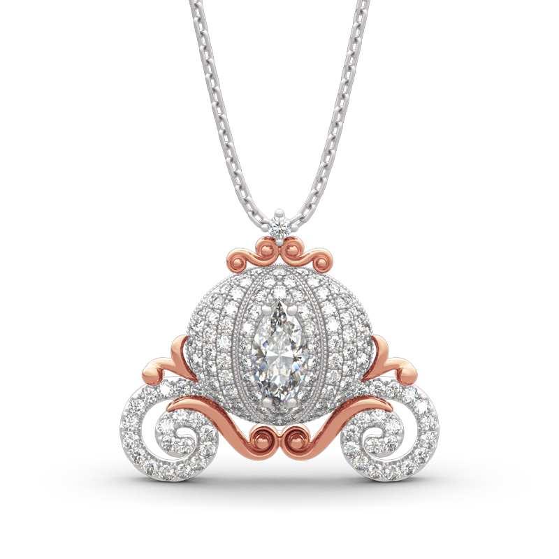 "Cinderella's Dream" Pumpkin Carriage Sterling Silver Necklace