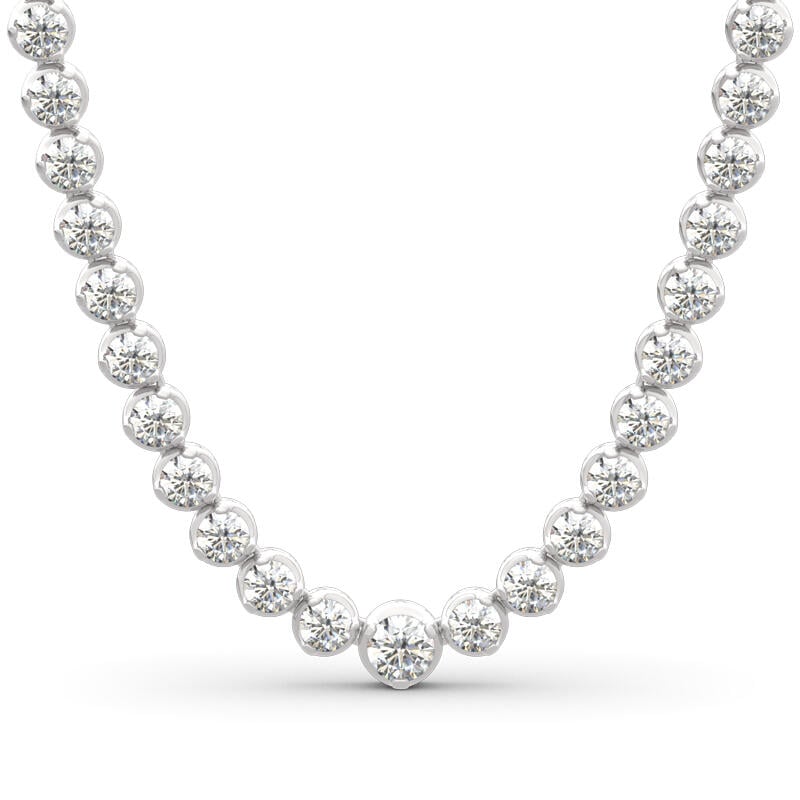 Classic Round Cut Sterling Silver Tennis Necklace