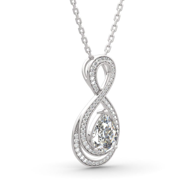 Juelvia "Infinity Love" Pear Cut Sterling Silver Necklace