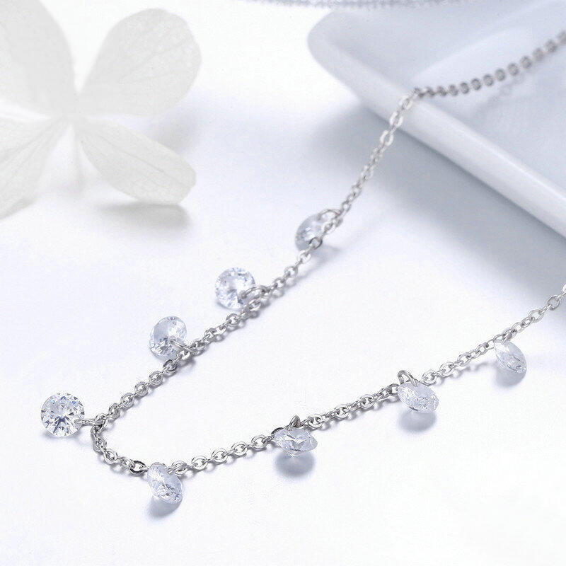 Juelvia "As Unique as You" Round Cut Sterling Silver Necklace