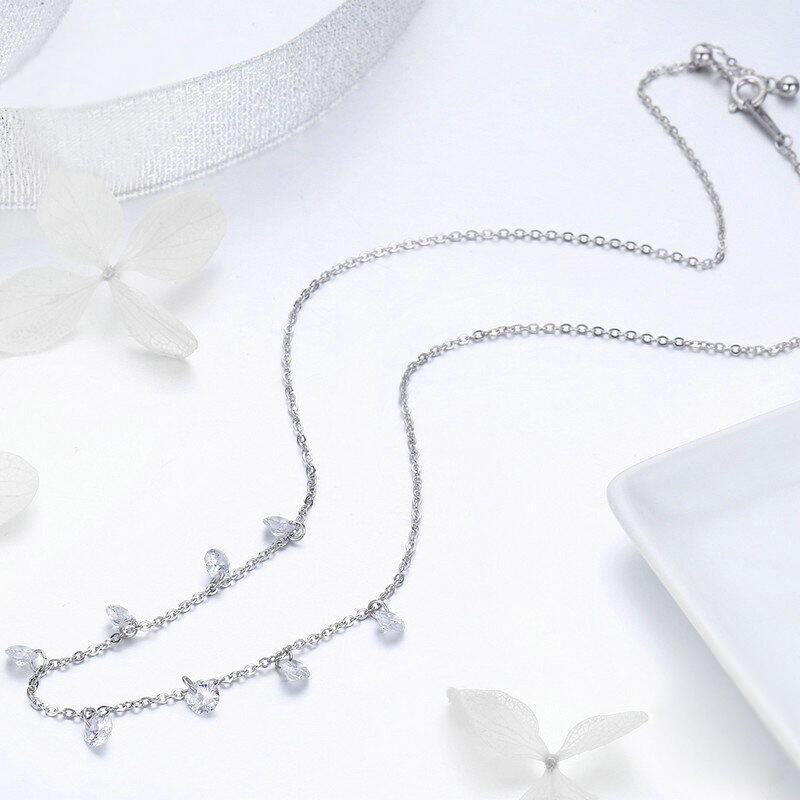 Juelvia "As Unique as You" Round Cut Sterling Silver Necklace