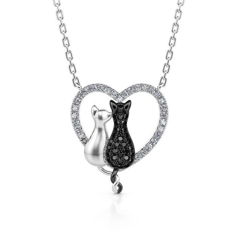 “Love's Silhouette” Cat Couple Sterling Silver Necklace