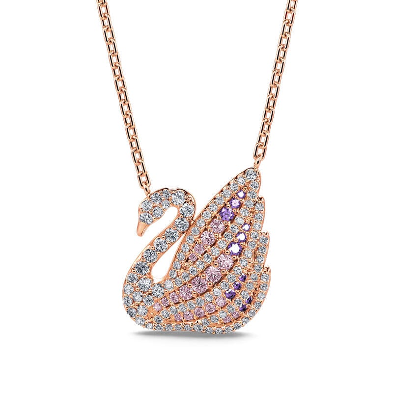 Dreamy Swan Rose Gold Tone Sterling Silver Necklace