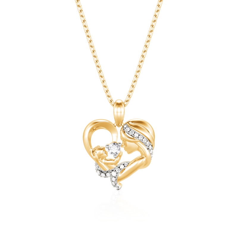 "Warmest Protection" Mom & Baby Heart Sterling Silver Necklace
