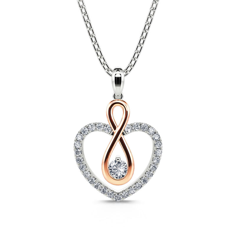 "You Complete Me" Infinity Love Heart Sterling Silver Necklace