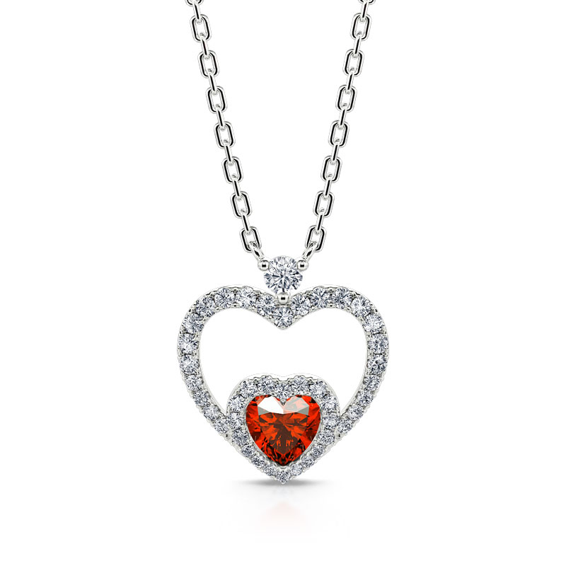 "Brilliance Love" Heart Cut Sterling Silver Necklace