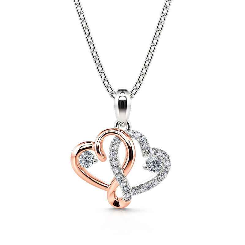 "Infinity Intertwining Heart" Sterling Silver Necklace