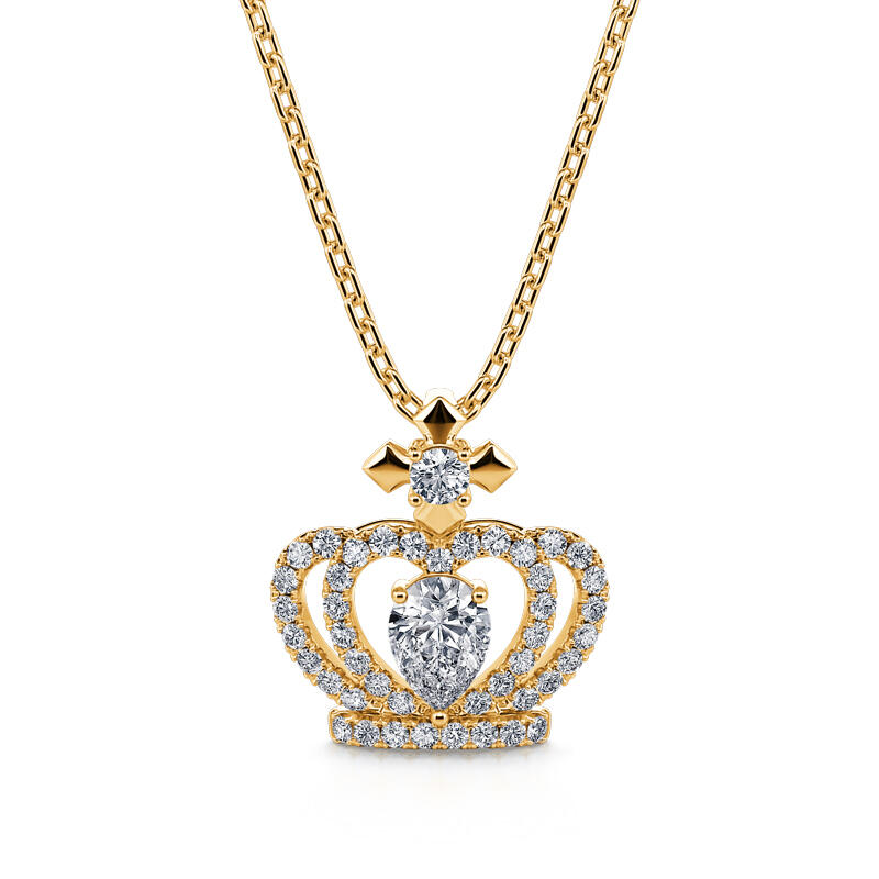 "Queen Crown" Pear Cut Sterling Silver Necklace