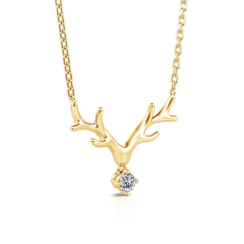 Juelvia "Elk Antlers" Round Cut Sterling Silver Necklace