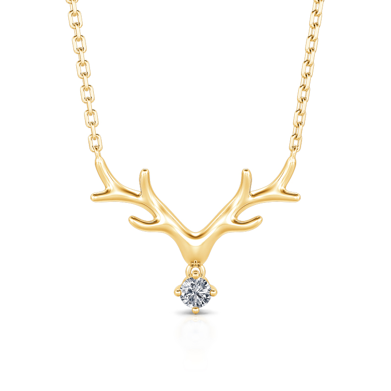 "Elk Antlers" Round Cut Sterling Silver Necklace