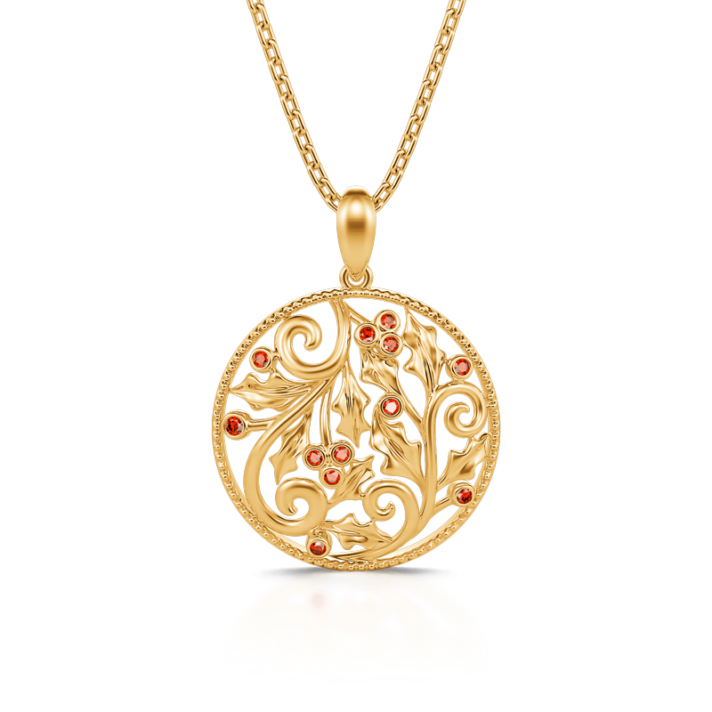 "Everlasting Mistletoe" Gold Tone Sterling Silver Necklace