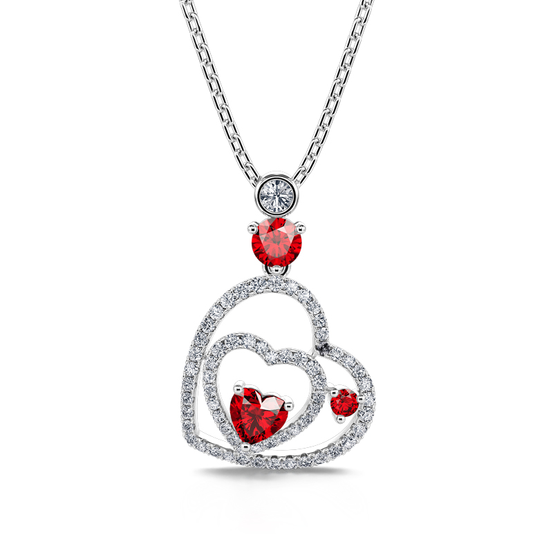 "I Carry Your Heart" Double Heart Sterling Silver Necklace