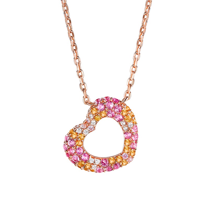 "Donuts of Love" Multicolor Heart Sterling Silver Necklace