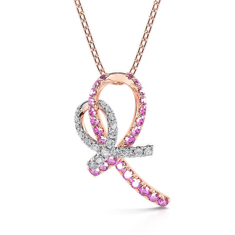 "Love & Support" Interlock Ribbons Sterling Silver Necklace