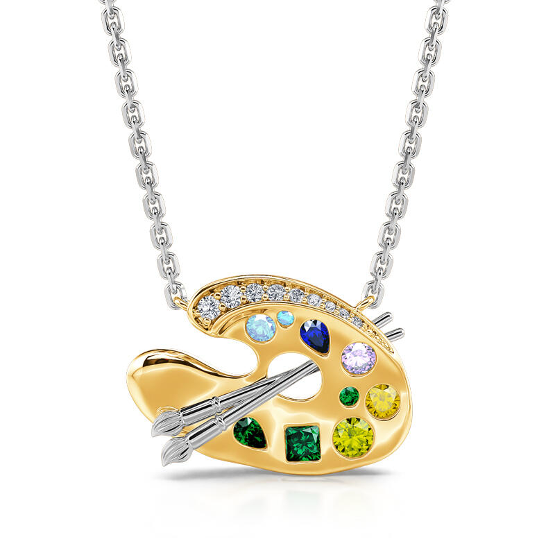 "Art and Life" Paintbrush&Palette Sterling Silver Necklace