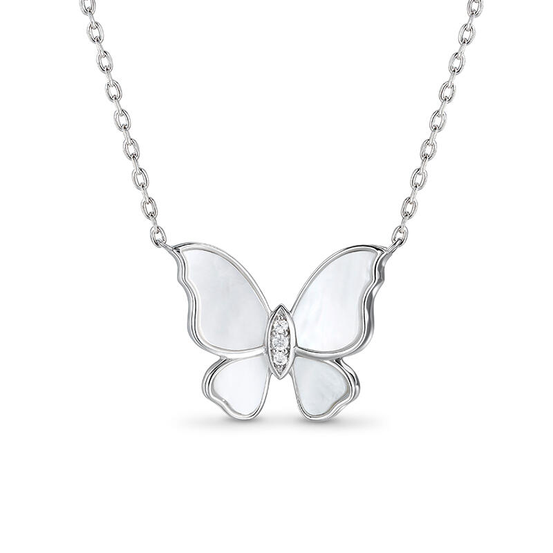 Butterfly Sterling Silver Mother of Pearl Necklace