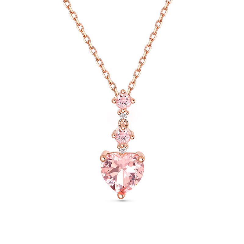 "Enchanting Grace" Heart Cut Synthetic Morganite Sterling Silver Necklace