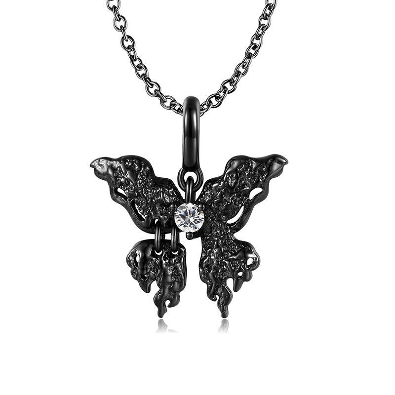 Dark Style Butterfly Sterling Silver Necklace