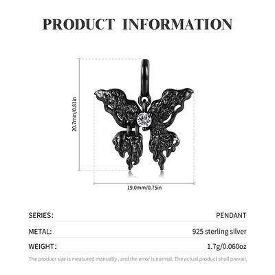 Juelvia Dark Style Butterfly Sterling Silver Necklace