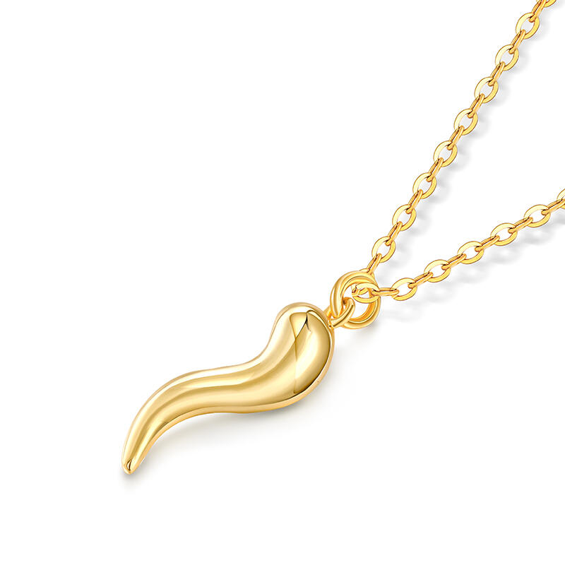 Juelvia "Good Luck" Italian Horn Necklace Sterling Silver