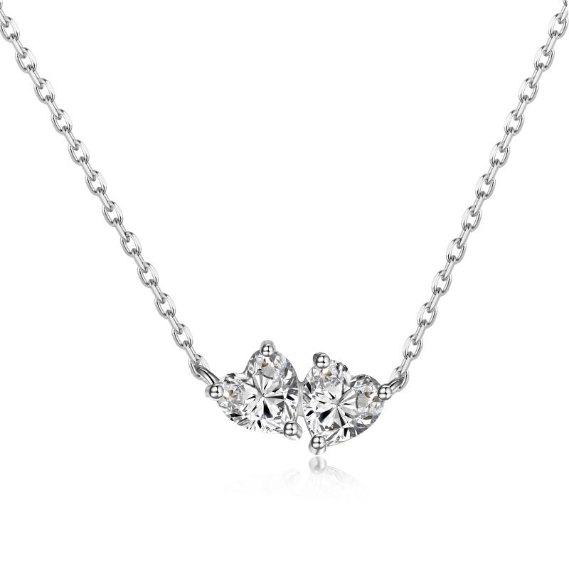 Double Heart Sterling Silver Necklace