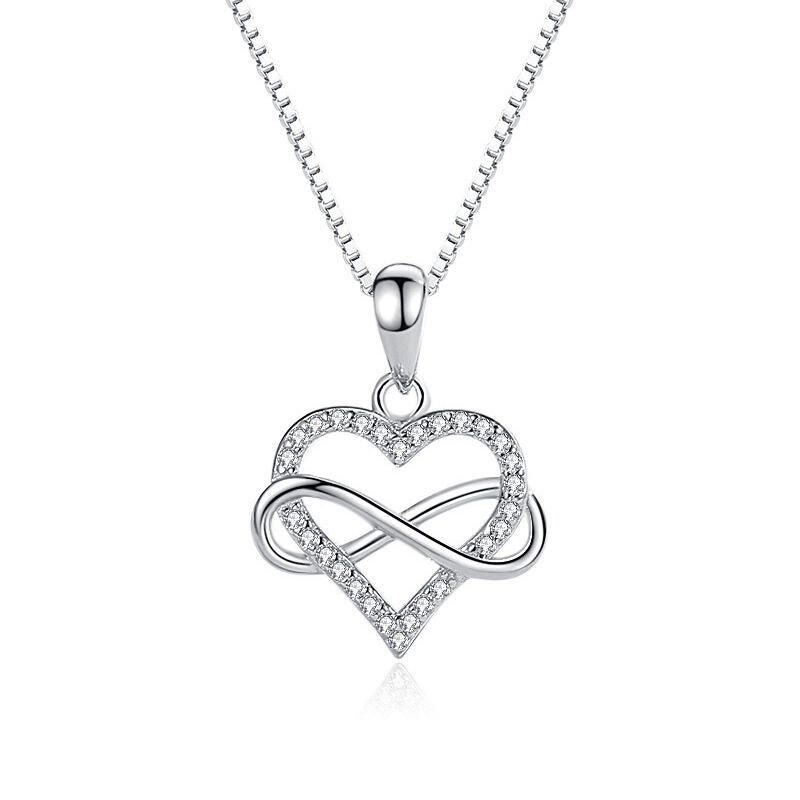 "You Complete Me" Infinity Love Heart Sterling Silver Necklace
