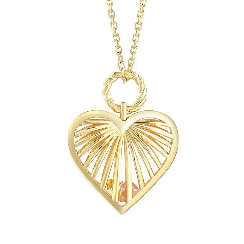 "Family love" Birthstone Heart Cage Necklace Colorful Design