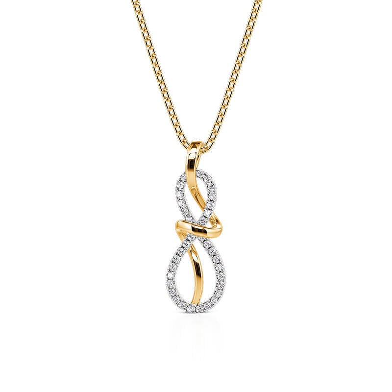 Simple Ribbon Infinity Necklace Two Tone Sterling Silver