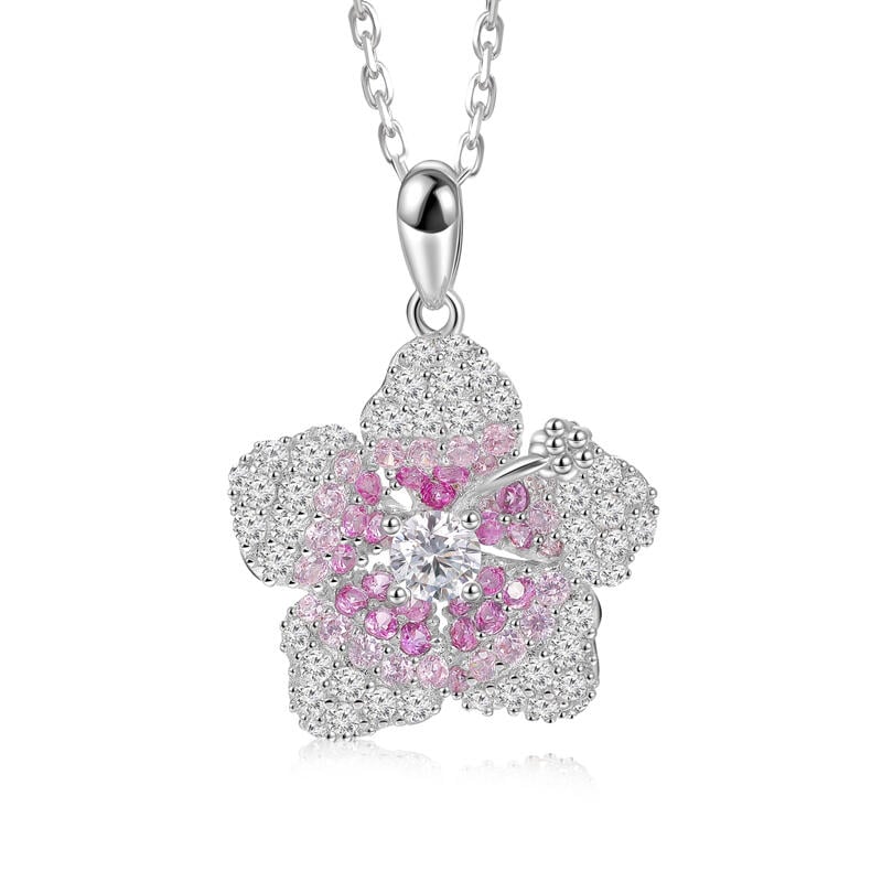 Gradient Pink Hibiscus Flower Necklace