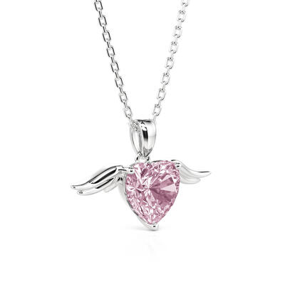 Juelvia Classic Angel Wings Heart Necklace Sterling Silver