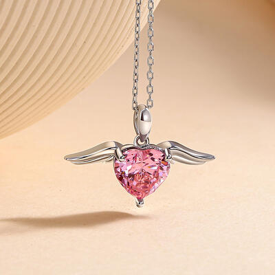 Juelvia Classic Angel Wings Heart Necklace Sterling Silver